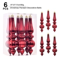 Set di 6 decorazioni natalizie a ghiacciolo rosso scuro con ganci dorati - Borgogna