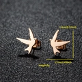 Eleganti orecchini a lobo a forma di uccello in acciaio inossidabile dorato su nero - 026 Uccello / Oro rosa
