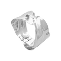 Polished silver wide bangle featuring a modern liquid metal texture and a hinged clasp - Silver Hammered Cuff B31