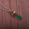 Collana con ciondolo esagonale in pietra semipreziosa con sfumatura arancio e verde - Gradiente Arancione Verde