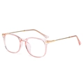 Montatura quadrata in TR90 rosa pesca trasparente con aste sottili in metallo oro - Anti luce blu / Rosa trasparente