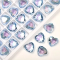 12mm iridescent blue and purple heart-shaped crystal glass rhinestones for DIY crafts - Light Blue Coated