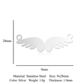 Silver stainless steel wing charm with 9x28mm dimensions and technical specifications - Silver Wings-Large (5Pcs/Pack)