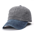 Vintage washed cotton baseball cap in dark grey and navy blue color contrast design - Adjustable / Navy Brim + Grey