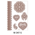 Brown henna tattoo sticker with mandala and lace paisley patterns, model W-347-S - Heart Paisley And Lace (W347-S)