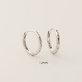 S925 sterling silver hoop earrings 12mm size with sparkling cubic zirconia crystals - 12mm / White Gold