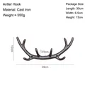 Vintage bronze cast iron antler wall hook for keys and coats 29cm width decorative rack - Double Antlers