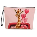 Borsa per trucco in tela rosa con stampa giraffa e cinturino da polso per viaggio - Stile Giraffa (xy-063-1) / Con Cinturino