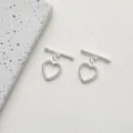 Close-up of heart-shaped toggle clasp with beaded texture for DIY jewelry making - Style A Heart Beaded / Silver