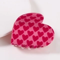 Pinza per capelli rosa a forma di cuore con motivi stampati su sfondo bianco puro - Base Rosa Cuore Rosa Scuro (D11-2-3)