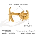 Golden stainless steel starfish and crab open ring featuring a unique heart-shaped crab shell - Starfish Crab Style (YYR025313)