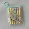 Set of 6 matchstick-shaped highlighters in macaron colors within a transparent PVC pouch - Match