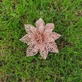 Sparkling rose gold artificial poinsettia flower with hollow petals for Christmas tree decor - Rose Gold