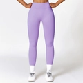 Leggings yoga a vita alta senza cuciture color lavanda con controllo della pancia - S / Parte Inferiore (CCK7318) / Viola Lucido
