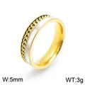 Golden Cuban link ring with white inlay detail, 5mm width and 3g weight variant - Gold Double Layer Shell