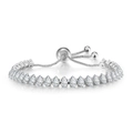 Detail of adjustable silver tennis bracelet featuring marquise-cut marquise stones - 3*6mm Marquise Stone / White Gold
