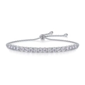 Silver tennis bracelet featuring square clear stones and adjustable sliding clasp - 3.0mm/0.1ct