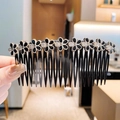 Elegante pettine per capelli nero a 15 denti con strass e accenti di fiori dorati - Fiore Nero + Strass