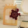 Deep purple plush turtle keychain with white hexagon shell patterns and silver clasp - Dark Magenta (Style 16) / 10cm