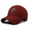 Casquette de baseball bordeaux classique avec lettres brodées blanches et visière courbe - Réglable / Bordeaux