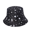 Black skull bucket hat featuring white star and cloud patterns for men and women - Black Stars & Clouds Style(H)