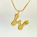 Polished golden letter W bubble pendant necklace with a fine box chain for women - Letter W / Gold