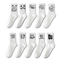 Lot de 10 paires de chaussettes blanches avec graffitis street style et motifs monstres - 1 paire blanche (échantillon)
