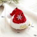 Pince à cheveux mini chapeau de Noël rouge en velours avec inscription dorée festive - Pince à cheveux bonnet de Père Noël à paillettes flocon de neige