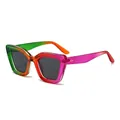 Schicke Oversize-Farbverlauf-Sonnenbrille mit breiten Bügeln und grauen Gläsern - Bunter Rahmen Graue Gläser