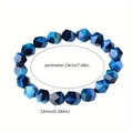 Bracelet en œil de tigre bleu avec perles facettées de 10mm et longueur 19cm - Oeil de Tigre Bleu (10mm)