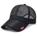 Berretto da baseball nero in mesh traspirante con ricamo A-KUBIZ e logo rosso - Regolabile / Blu navy
