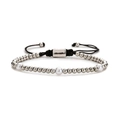 Adjustable copper zircon beaded bracelet with white pearls and black woven rope style - Faux Pearl