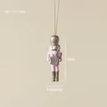Pink and silver nutcracker soldier ornament with accordion and gold hanging string - Pink Soldier Pendant A