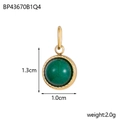 Colgante de piedra natural verde con borde en espiral dorado y dimensiones 1,3 cm por 1,0 cm - Inserción de Piedra Verde / Verde Dorado