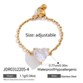 Detail of adjustable stainless steel ring with heart zircon and sliding chain design - Heart (JDR0312205-4)
