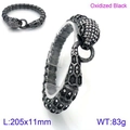 Oxidiertes schwarzes Edelstahl-Schlangenarmband für Herren mit weißem Kristallbesatz - 20.5cm x 11mm / Oxidiertes Schwarz Mit Zirkonia (KB129401-BDJX)
