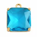 Square sky blue crystal pendant with gold-plated four-prong setting for DIY jewelry - Aqua Blue/Square