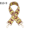 Detail of vintage ethnic floral jacquard bag strap with gold metal lobster clasps - B10-9/Gold