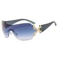 Y2K randlose Sonnenbrille mit blauem Farbverlauf und goldfarbenen Metallakzenten - Glänzendes Gold/Verlaufsblau-Grau
