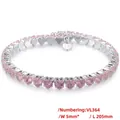 Dettaglio del bracciale tennis a cuore in argento con zirconi rosa e chiusura regolabile - Bracciale Cuore (VL364) / Bracciale Cuore Argento Zirconia Rosa