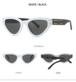 Dettagli occhiali da sole cat-eye bianchi con lenti nere e accenti a strisce dorate - Montatura Bianca Lente Grigio Scuro