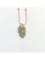 Collar de mano de Fátima en piedra natural con colgante de ojo de la suerte dorado - Gris claro