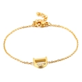 Minimalist gold-tone letter D bracelet with cubic zirconia accents and lobster clasp - Letter D Style (KB117684-KLB)