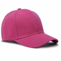 Side view of a pink cotton twill baseball cap with classic six-panel structure - Rose Red