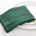 Deep green cotton linen napkin with natural texture on white plate with gold cutlery - Dark Green