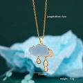 Collana nuvola dorata con pietra blu, gocce di pioggia e dimensioni del prodotto - Blu