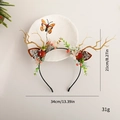 Bruine rendiergeweier hoofdband met rode bessen en kant voor Kerstmis decoratie - Vlinder & Bloem Gewei