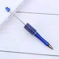 Deep blue DIY beadable pen featuring a sparkling rhinestone-studded barrel and metallic finish - Black Ink / Klein Blue