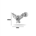 Silver flower bow cartilage stud earring with clear gems measuring 0.65cm by 0.8cm - Silver Bee Style (1# Silver)