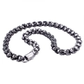 Collar de cadena con calaveras de estilo punk gótico en acero inoxidable plata vieja - Collar / Color Acero